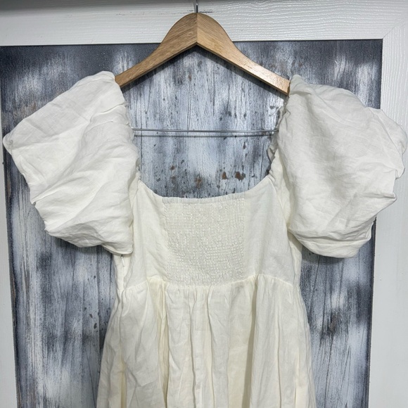 NWT- A.REN Candace 100% Linen Off-White Maxi Dress Size Medium - Picture 6 of 14